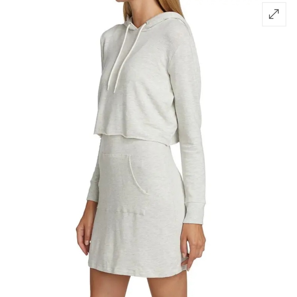 NWOT Monrow Supersoft Double Layer Hoody Dress in Ash Gray (Small)